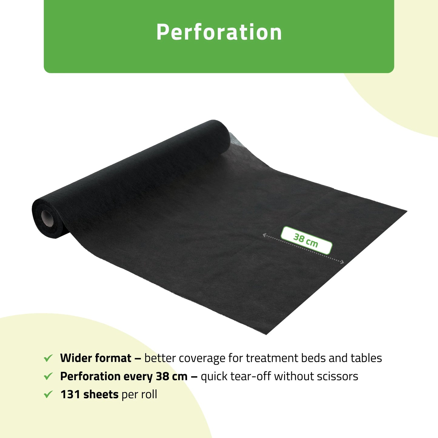 Non-woven medical roll sheet 70 cm x 50 m 18g/m2, black