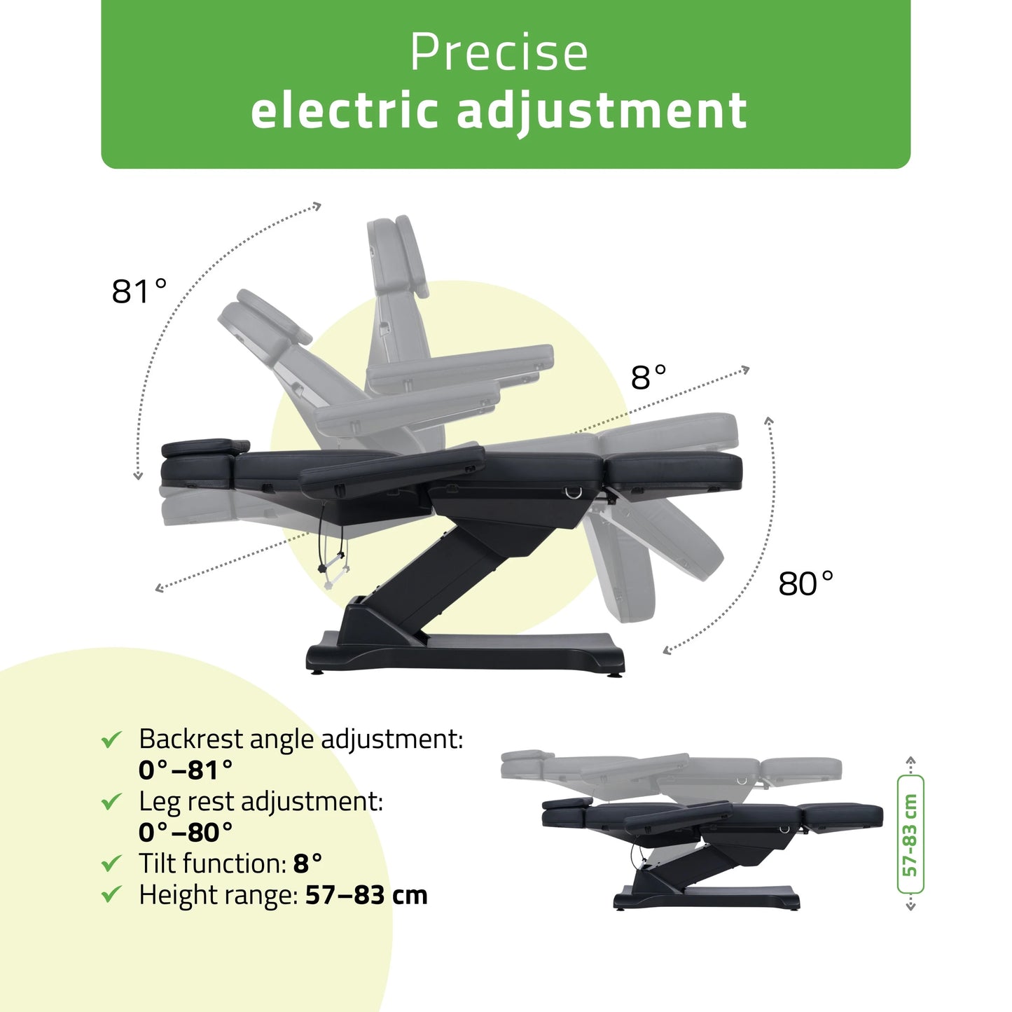 Elektrinė kosmetologinė kėdė-lova Selia PRO 4 Touch Core k315, juoda