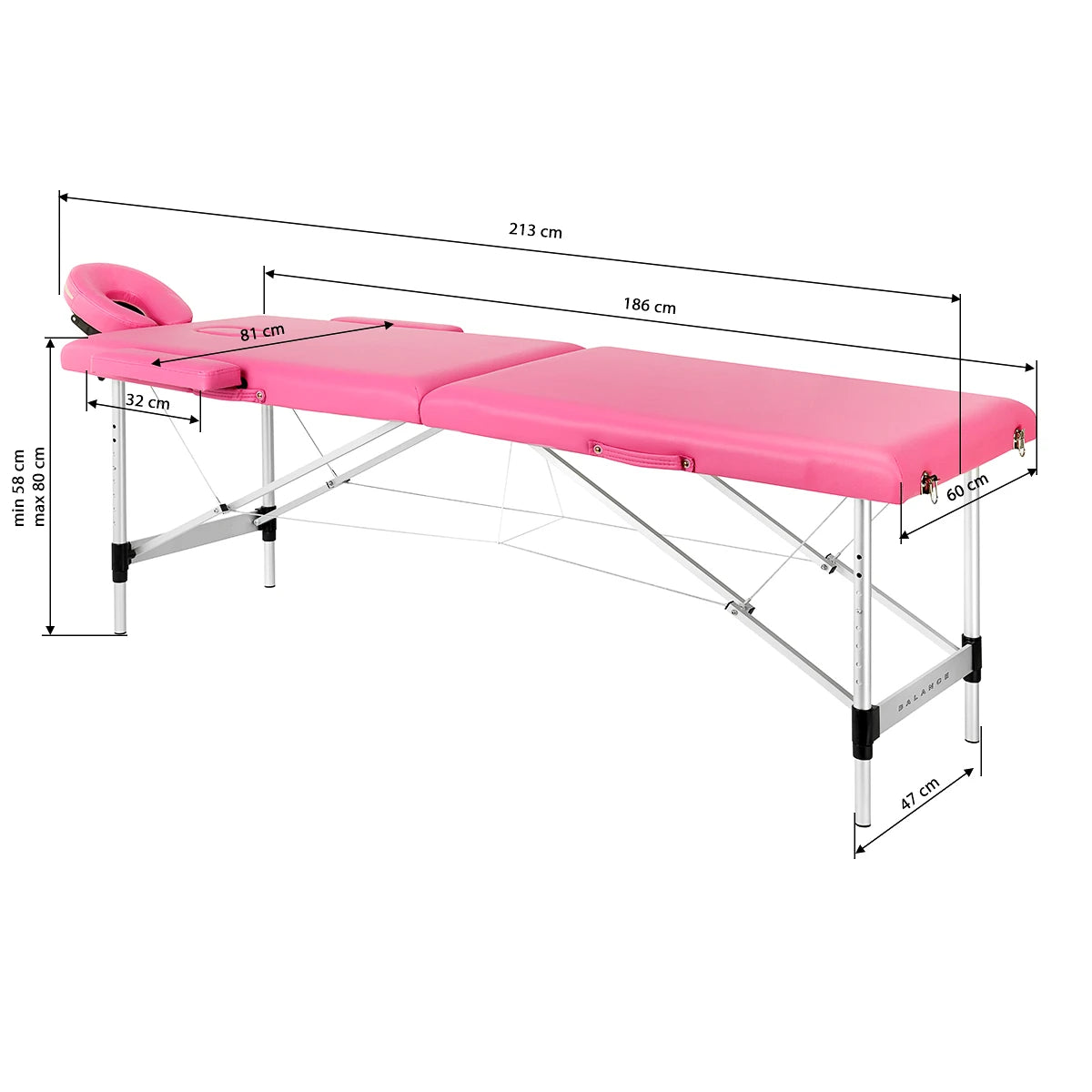 BALANCE Aluminium Klappbare Massageliege 2-teilig, Rosa