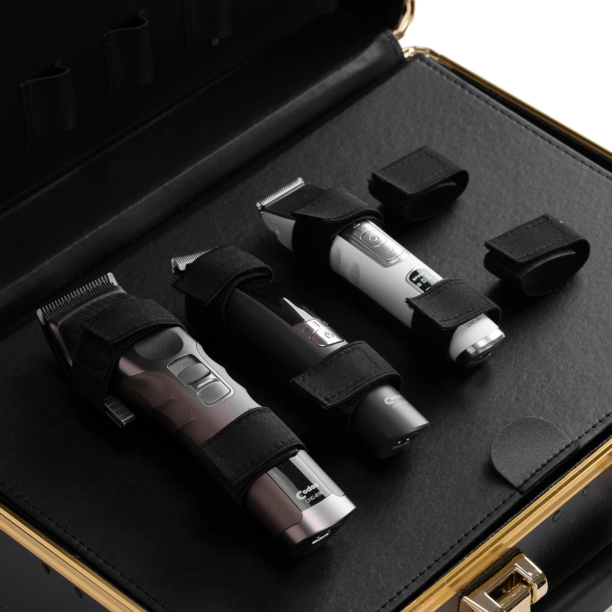 Hairdresser's case gold black