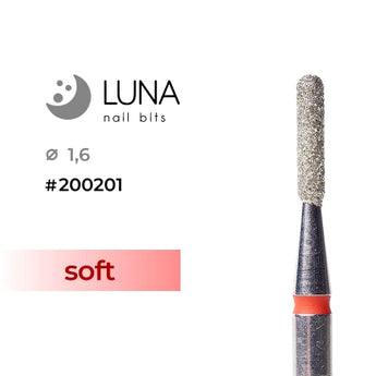 Luna Bits Алмазная насадка (фреза) Цилиндр закругленный 1.6-8, красная