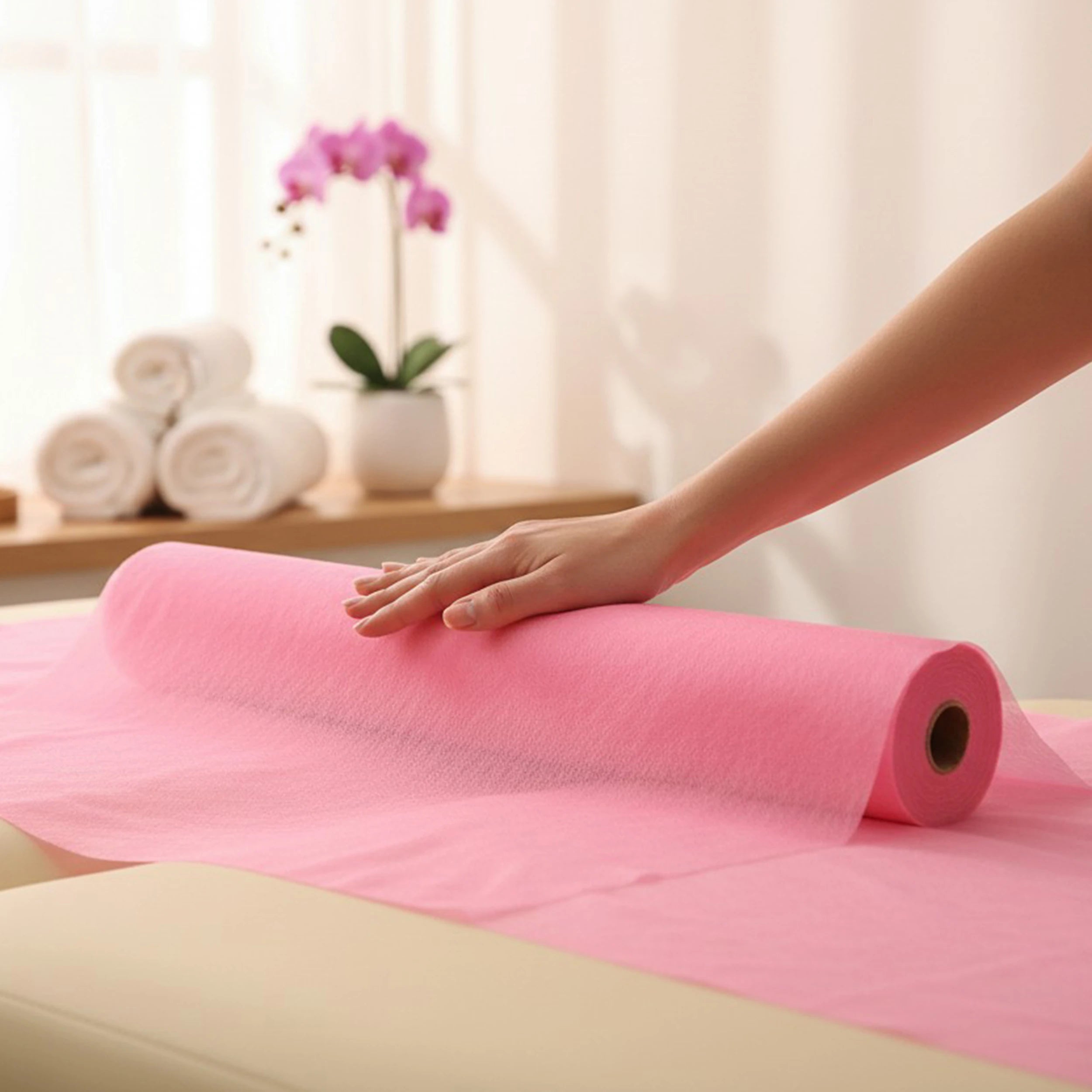 Neaustinis materialas 70 cm x 50 m 18g/m2, rožinė