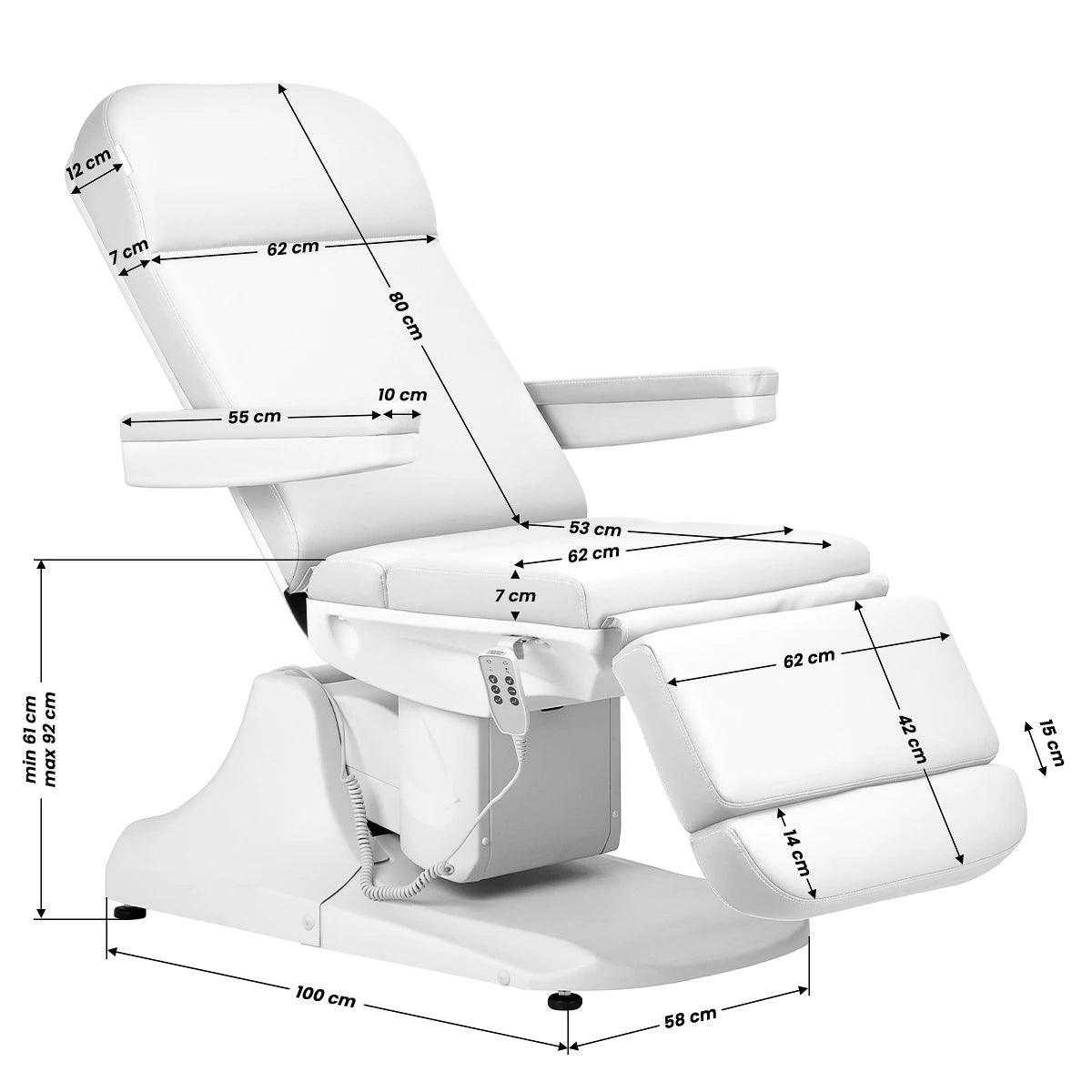 Beauty bed-couche AZZURRO 891, 3 motors, white