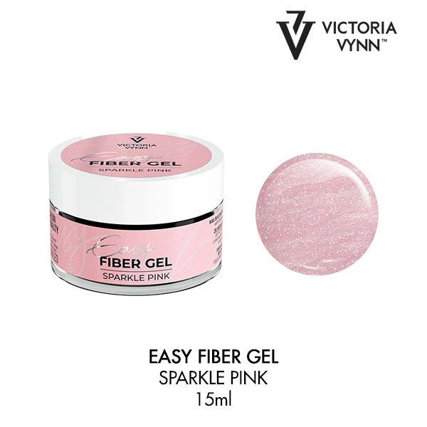 Easy Fiber Gel with glass fibre, Sparkle Pink 15ml