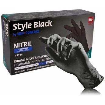 Nitrile gloves, powder-free, size M, black, 100 pieces, berry®