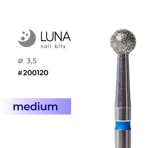 Dimanta frēzes uzgalis Lodīte, 3,5 mm, zila, vidēja granulācija