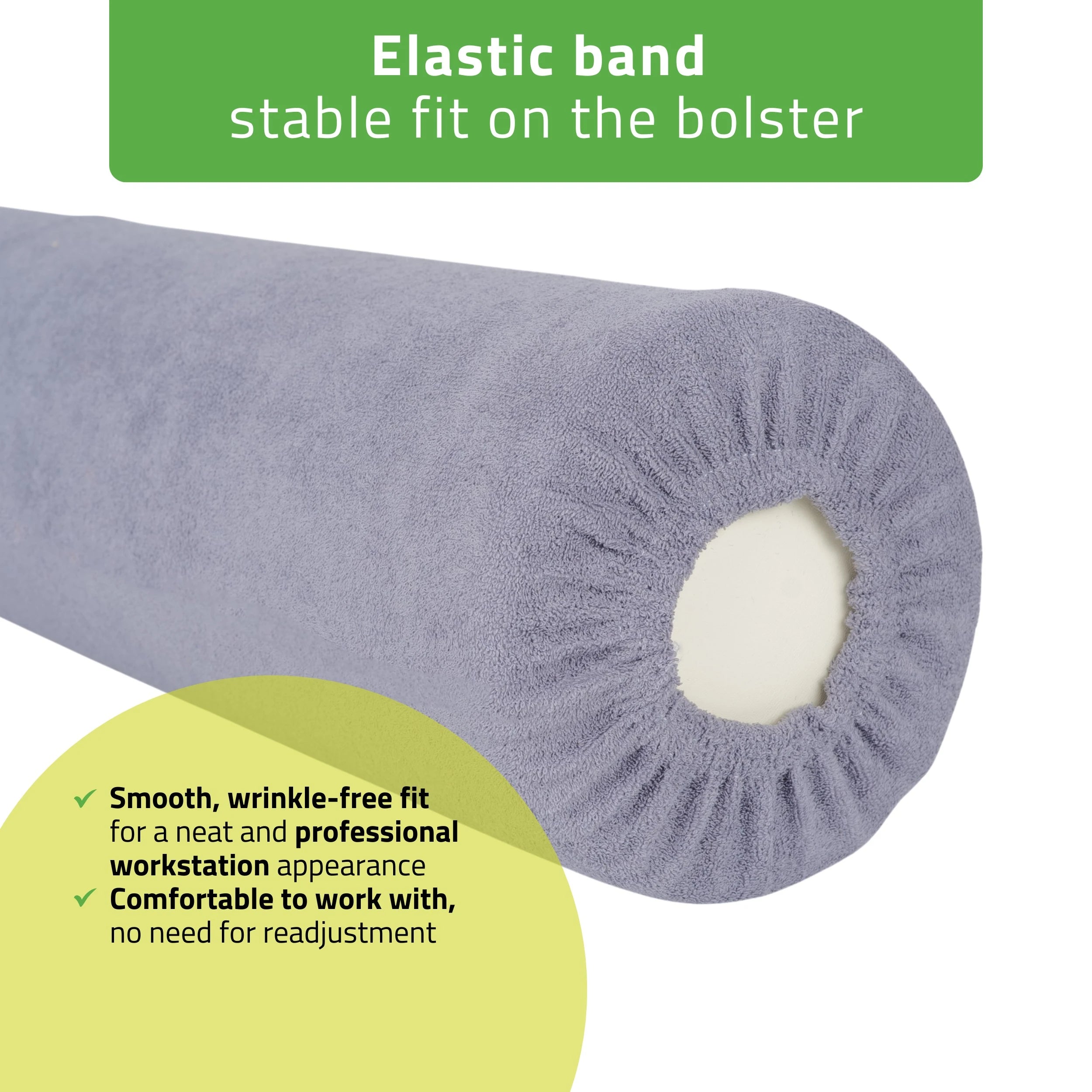 Frotte cover for bolster, 15 × 60 cm gray