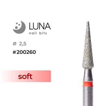 Luna Bits Алмазная насадка (фреза) Конус - 2.5 10, красная
