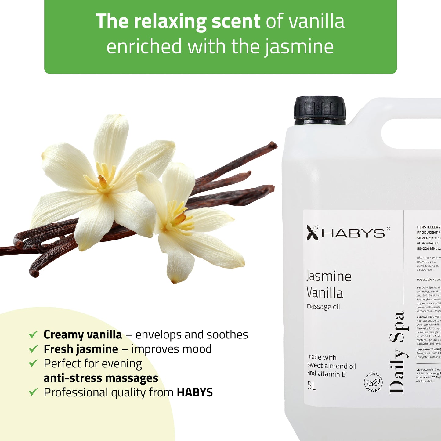 Massage oil Daily Spa Jasmine Vanilla HABYS 5000 ml