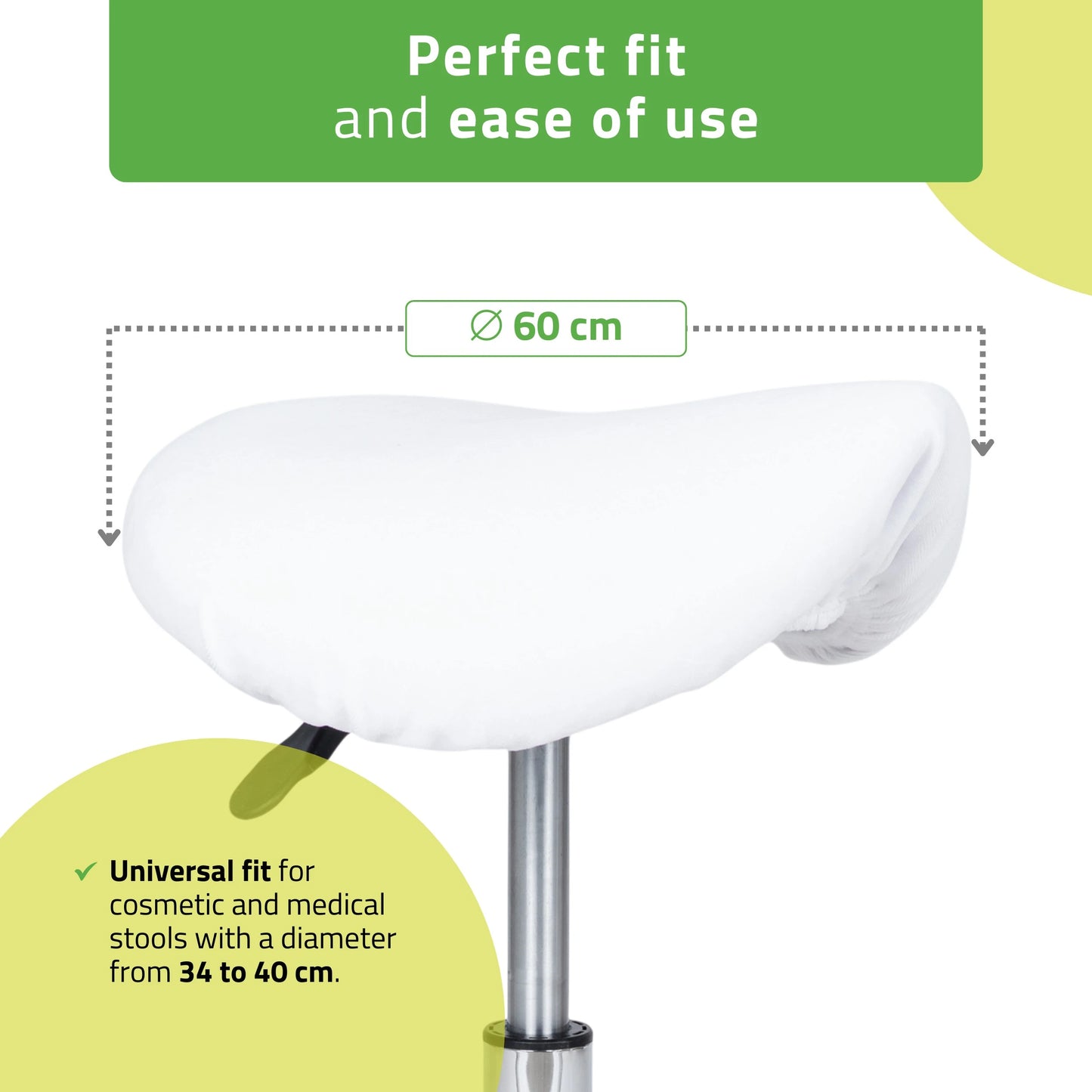 Velour cover with elastic for stool, diameter 60 cm white