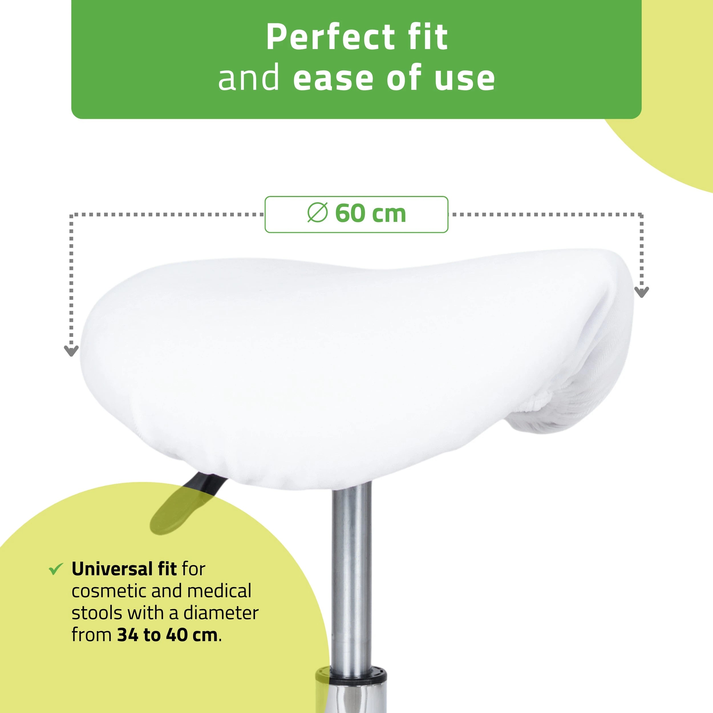 Velour cover with elastic for stool, diameter 60 cm white