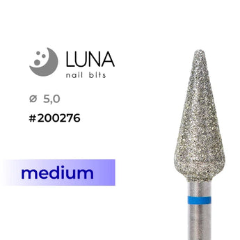 Dimanta frēzes uzgalis Konuss, 5,0 mm, 12,5 mm, zila, vidēji grauds