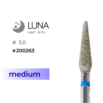 Diamond Nail Drill Bit Cone 3.0 12 C, Blue, Medium Grit