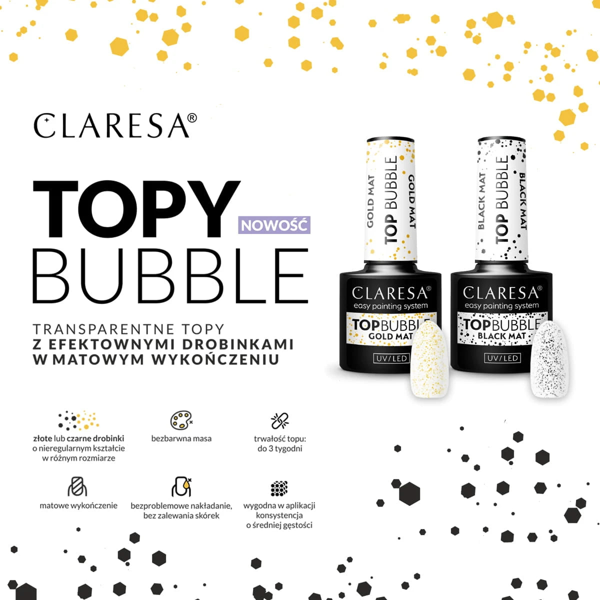 Claresa Top Bubble Gold Matt No Wipe, 5g
