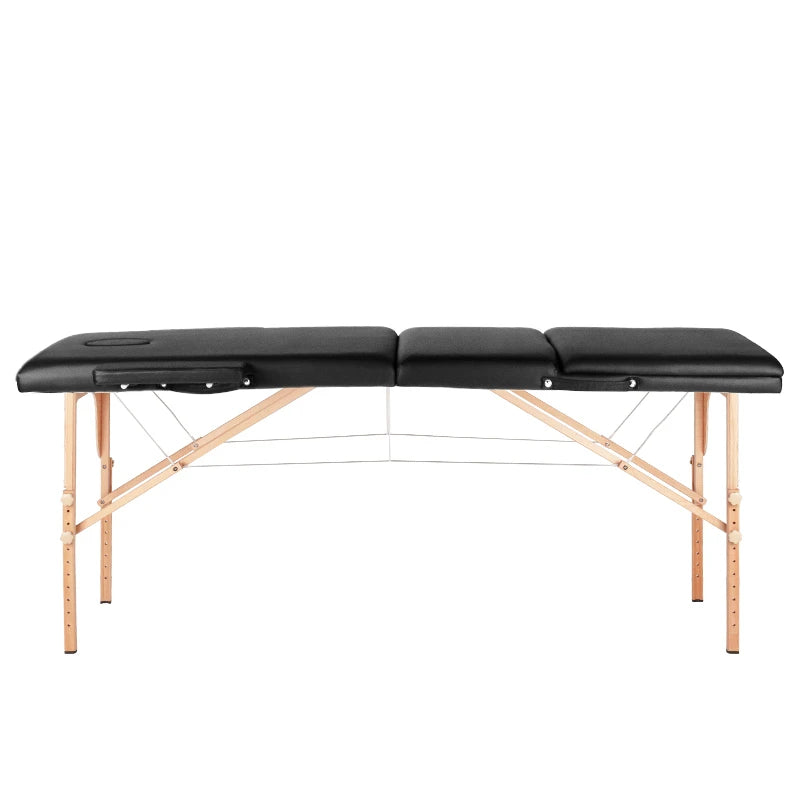 Opvouwbare massagetafel 3-delig comfort, zwart
