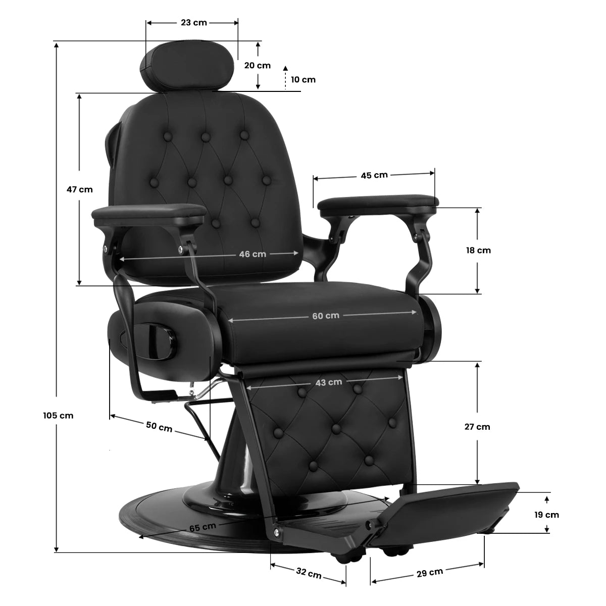 Gabbiano barber chair Francesco V2 Black