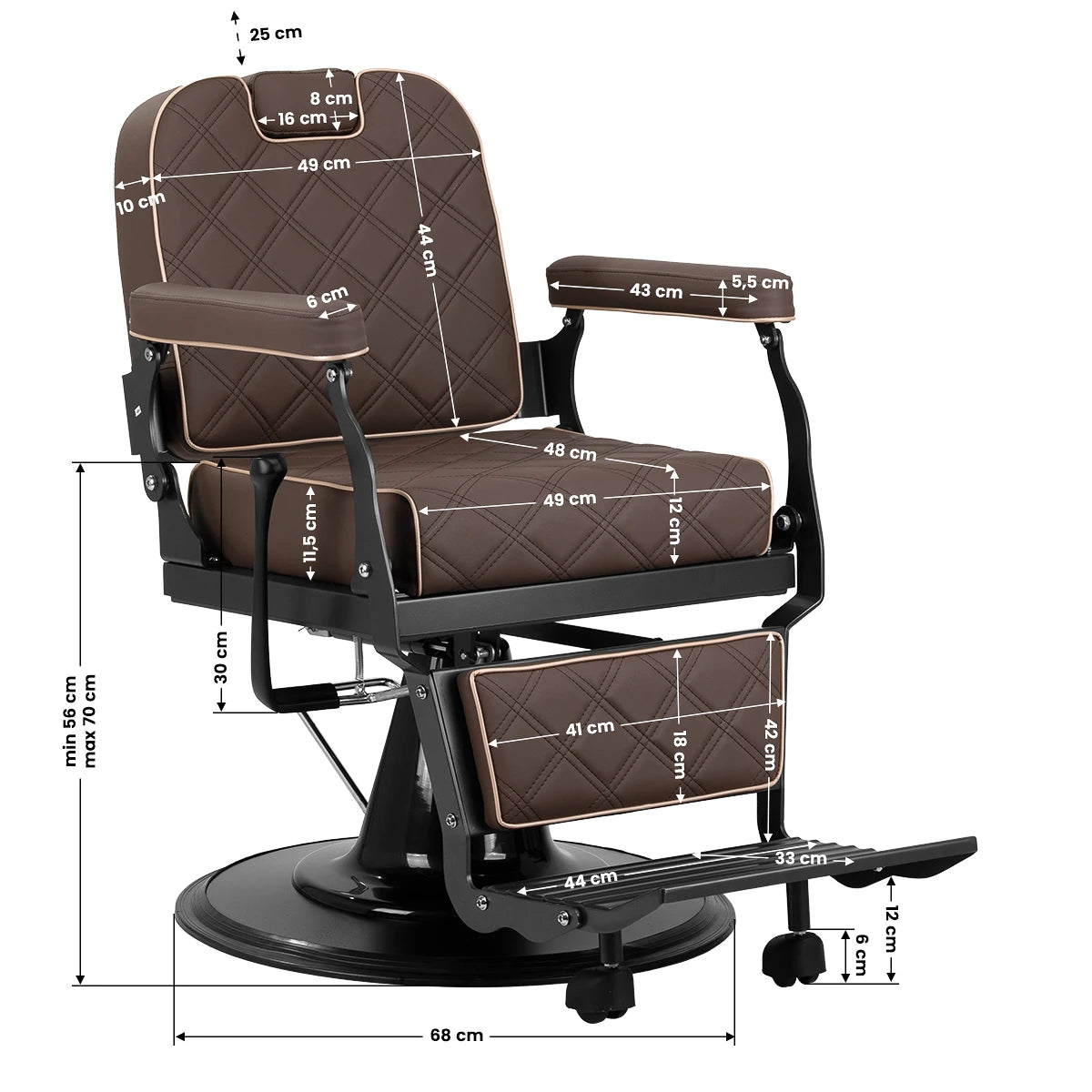 GABBIANO Barberstuhl Carlos, Braun