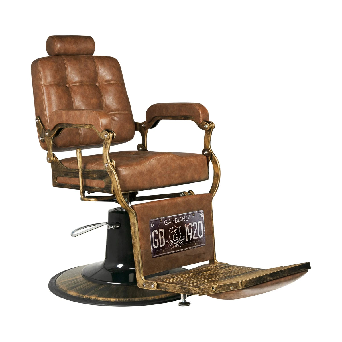 Парикмахерское-барбер кресло Gabbiano Boss Old Leather, светло-коричневое