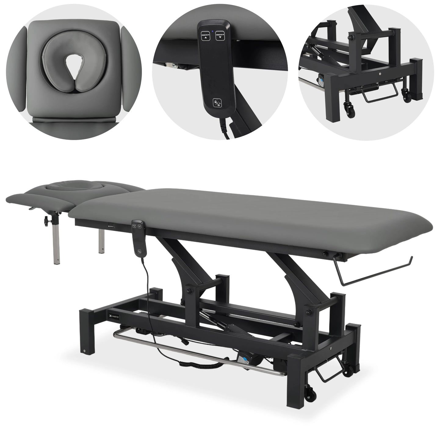 Fortis 4 ERGO Behandeltafel, elektrische hoogteverstelling met voetbalkabel, ERGO kussen, K722 Grijs