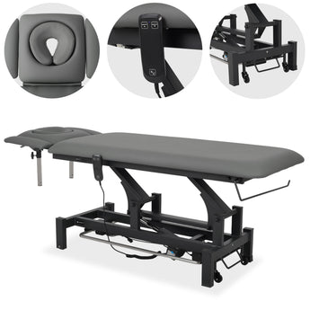 Fortis 4 ERGO treatment table, electric height adjustment with foot control bar, ERGO cushion, k722 gray