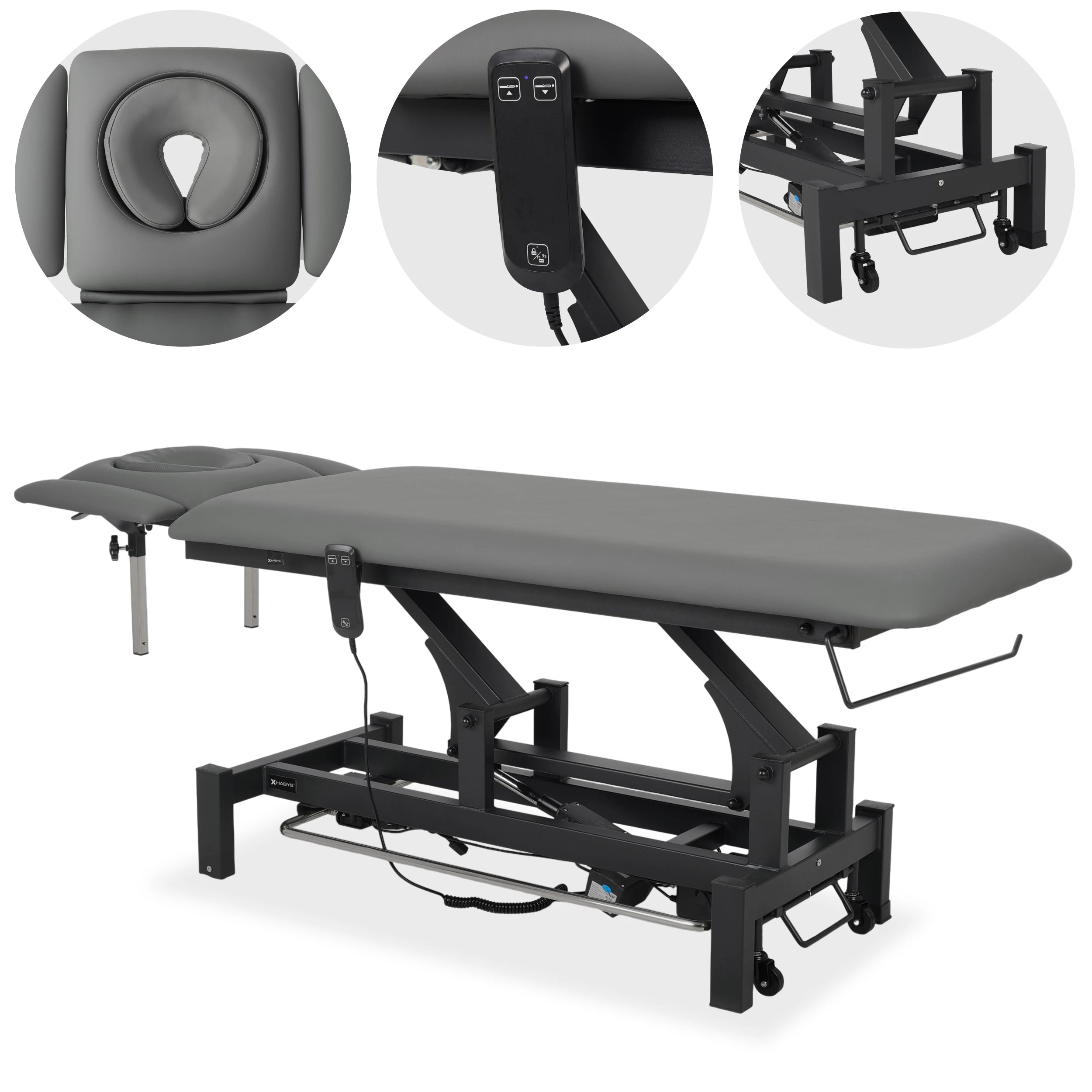 Fortis 4 ERGO Behandeltafel, elektrische hoogteverstelling met voetbalkabel, ERGO kussen, K722 Grijs