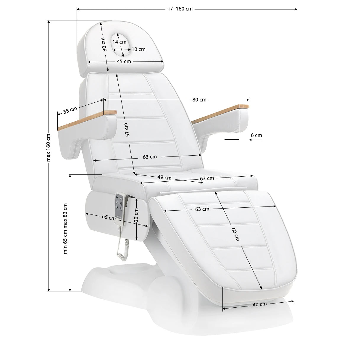 Kosmetoloģijas krēsls - kušete SILLON LUX 273b, 3 motori, balta