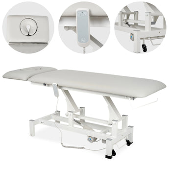 Fortis 2 ERGO treatment table, electric height adjustment with hand remote control, ERGO cushion, k729 light gray