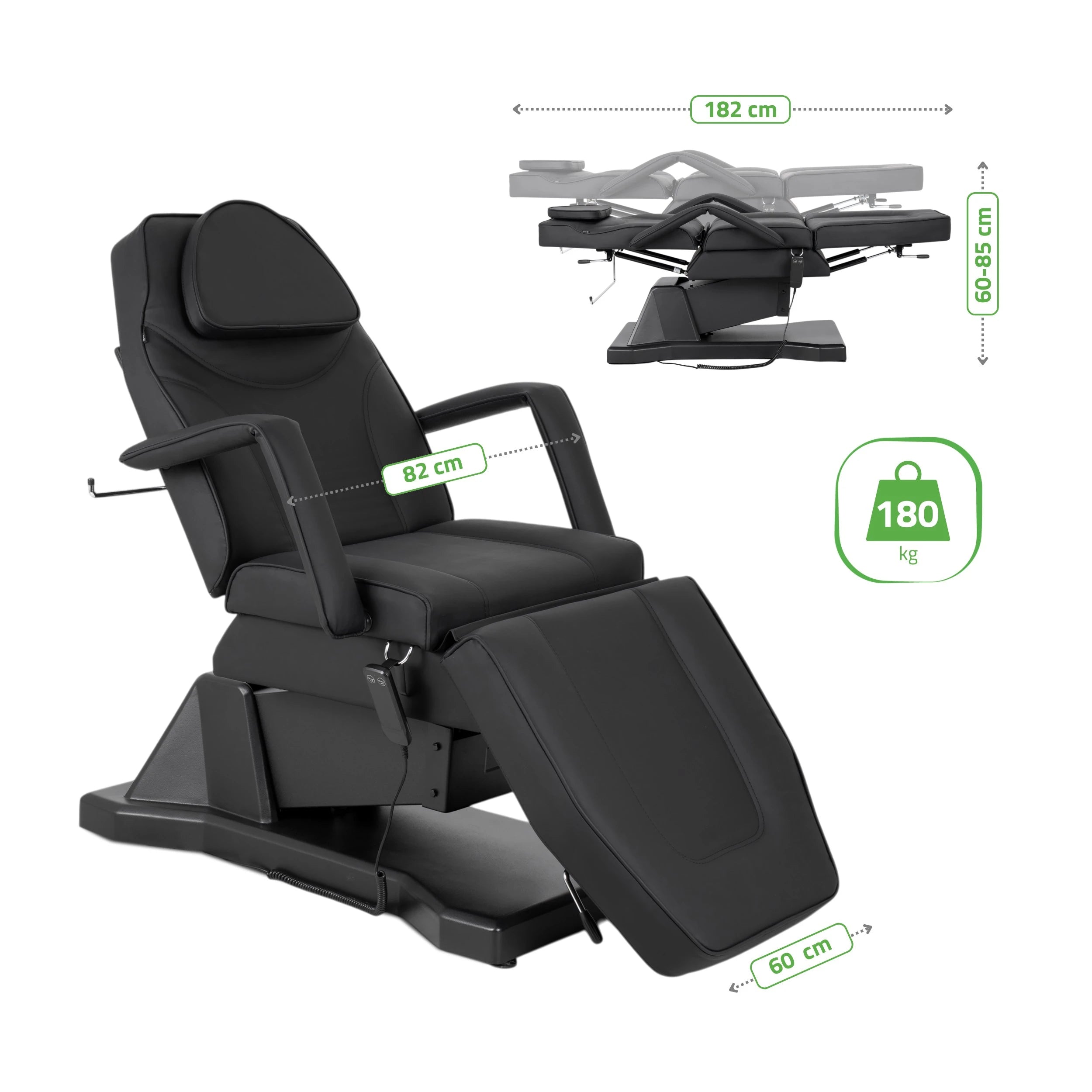 Kosmetoloģiskais krēsls - kušete Laris Touch Core k315, melna