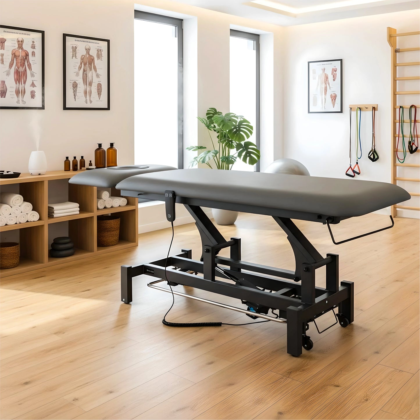 Fortis 2 ERGO Massagetafel, elektrische hoogteverstelling met voetbalkabel, ERGO kussen, K722 Grijs