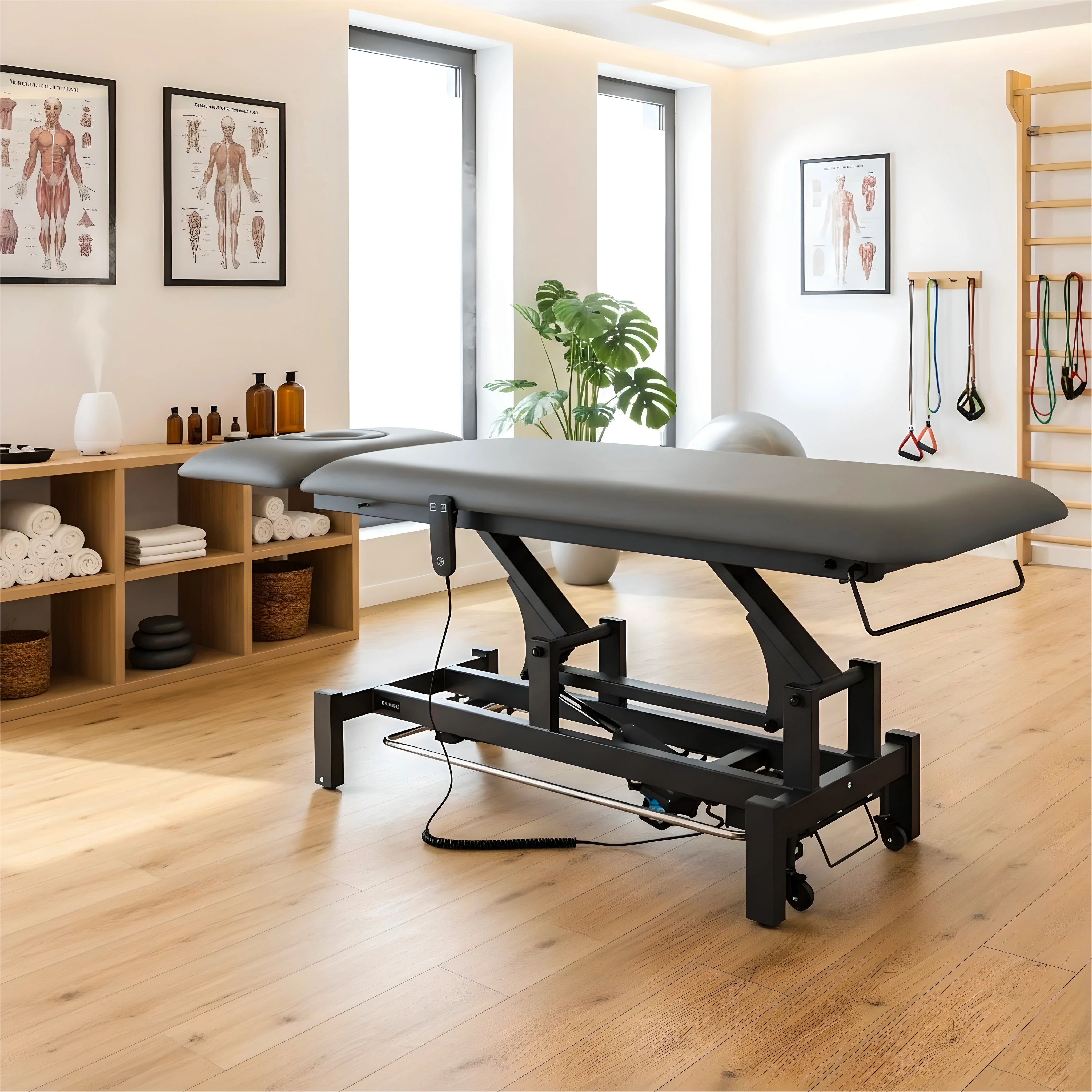 Fortis 2 ERGO Massagetafel, elektrische hoogteverstelling met voetbalkabel, ERGO kussen, K722 Grijs