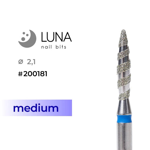Dimanta frēzes uzgalis liesma Tornado, 2,1-10 mm, zila, vidēja granulācija