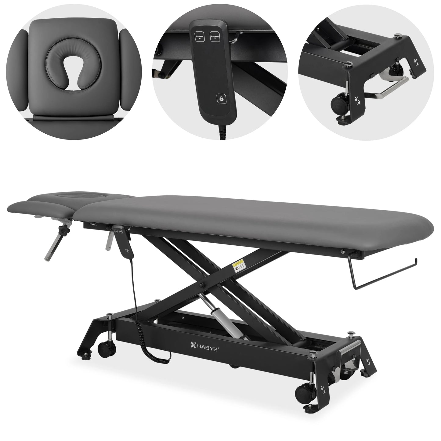 Evero Cross X4 ERGO therapy table, electric height adjustment with hand remote control, ERGO cushion, Touch Core k322 gray