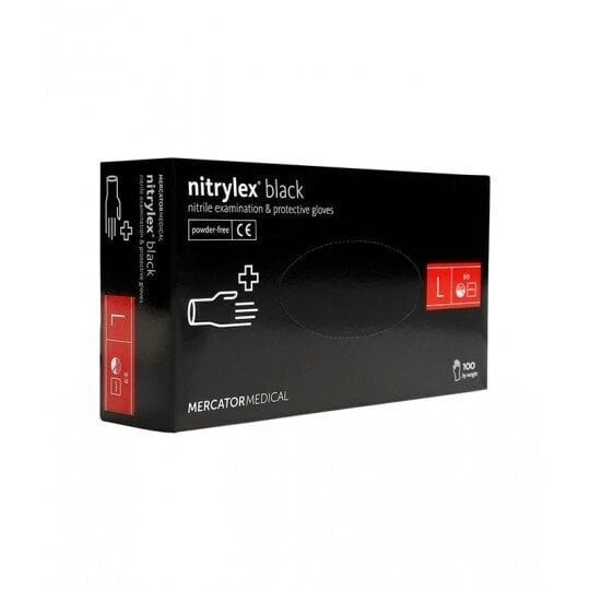 Nitrylex® Einweg-Nitrilhandschuhe, puderfrei, L, 100 Stück, Schwarz