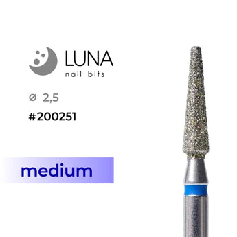 Luna Bits Алмазная насадка (фреза) Конус закругленный кончик 2.5-10, синяя