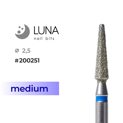 Luna Bits Алмазная насадка (фреза) Конус закругленный кончик 2.5-10, синяя