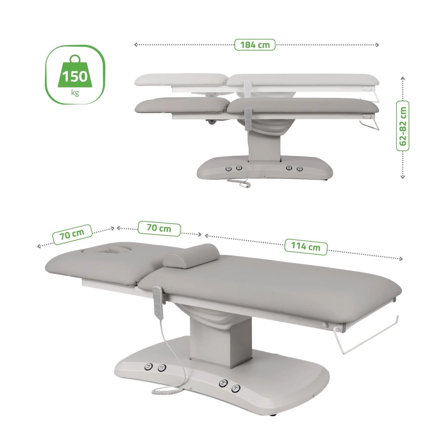 Electric treatment table Estella ERGO 2, Grey – 2 Motors