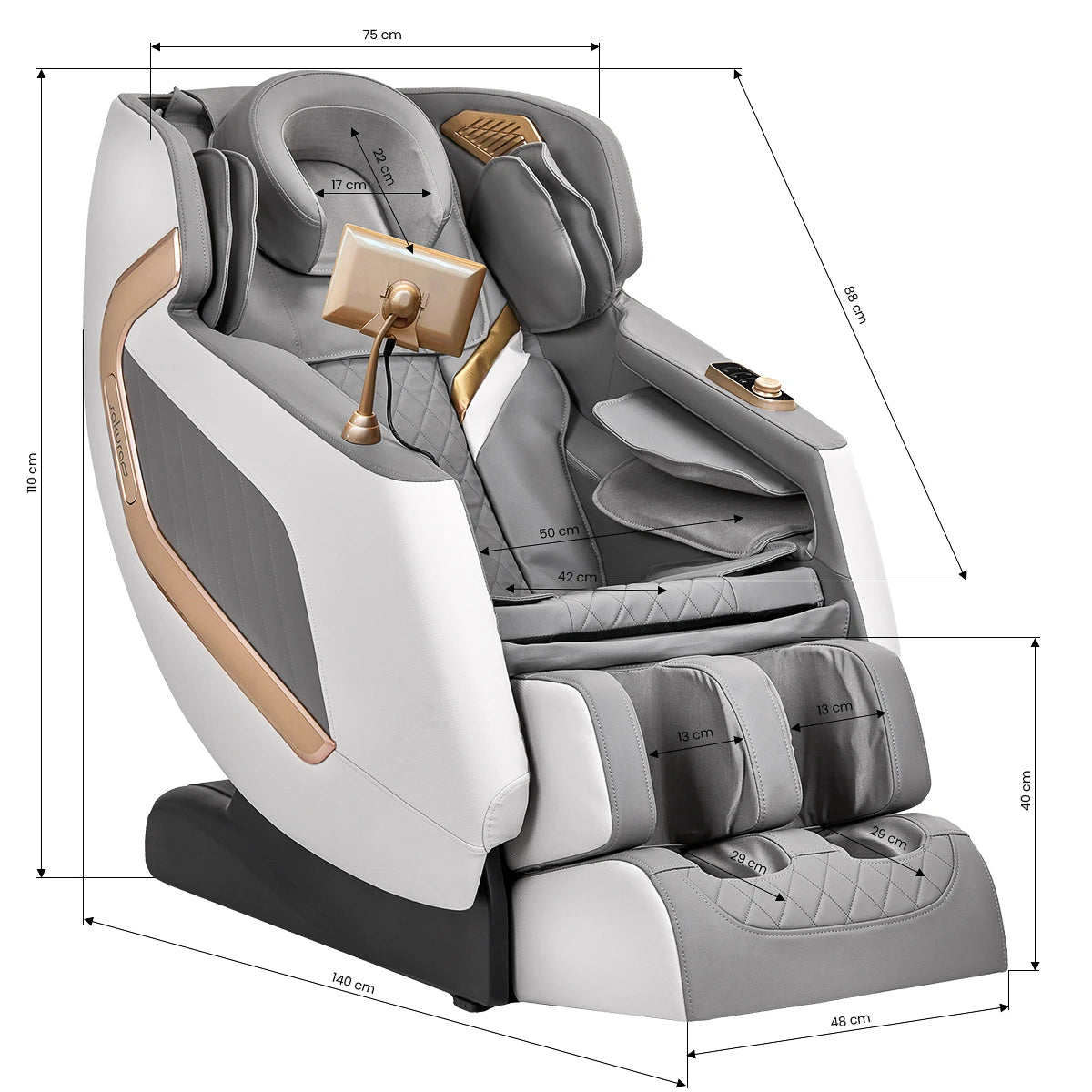 Массажное кресло Sakura Classic 802A Белое серое