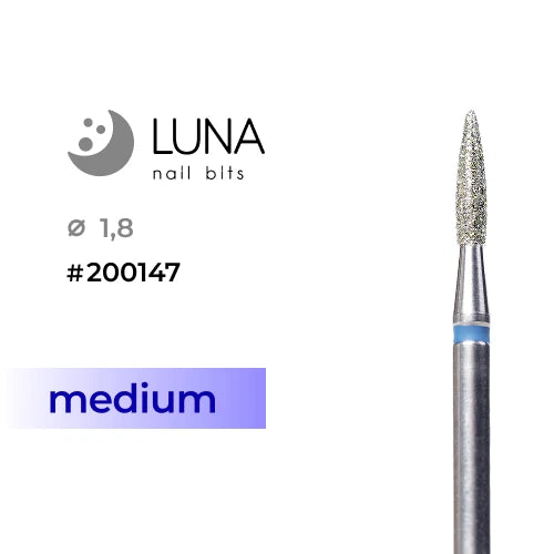 Luna Bits Vlam diamanten freesstift, 1,8 x 8 mm, blauw, medium korrel