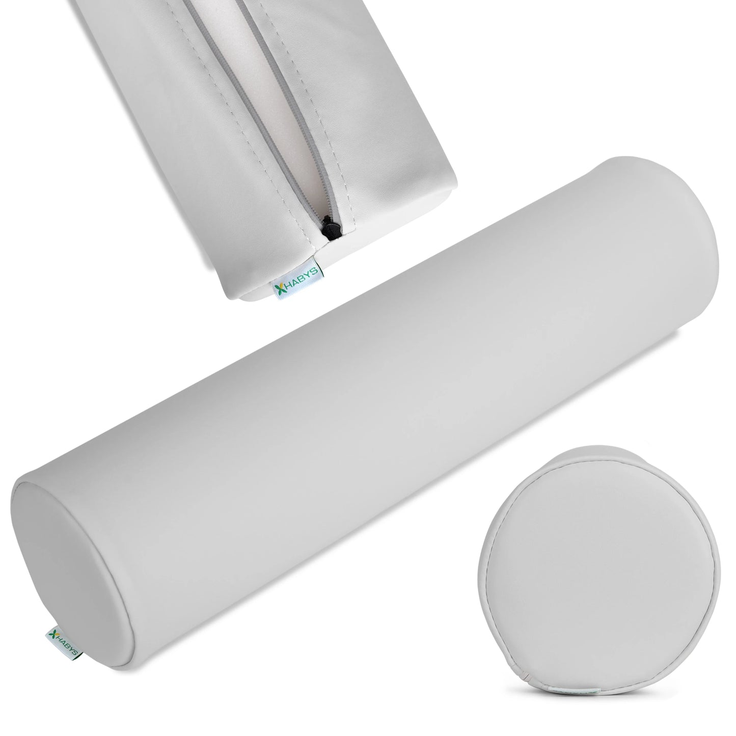 Rundes Kissen 15x60 cm K729, Hellgrau
