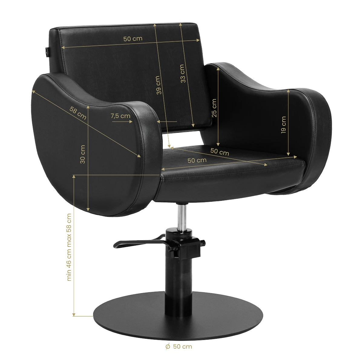 Gabbiano fauteuil de coiffure Sewilla noir
