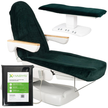 Velour sheet with elastic and ties for chaise cosmétique, 70 × 190 cm bottle vert