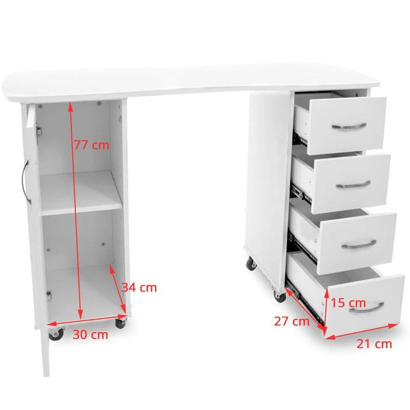 Cosmetische tafel 2027, wit, twee kasten