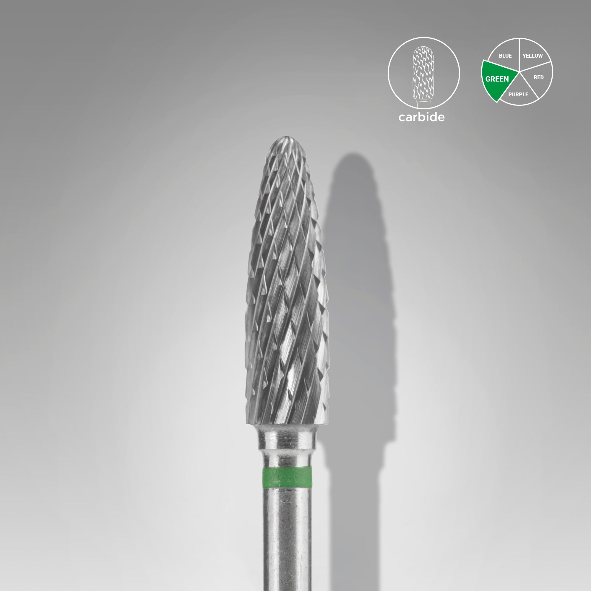 STALEKS EXPERT Carbide nail drill bit corn green, head diameter 4 mm, working part 14 mm - green / hard