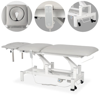 Fortis 5 ERGO treatment table, electric height adjustment with hand remote control, ERGO cushion, k729 light gray