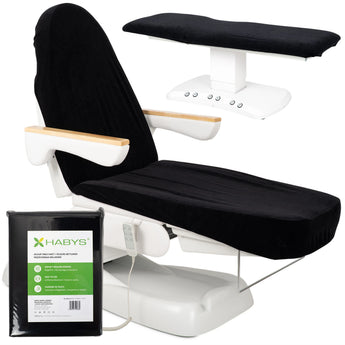 Velour sheet with elastic and ties for chaise cosmétique, 70 × 190 cm noir