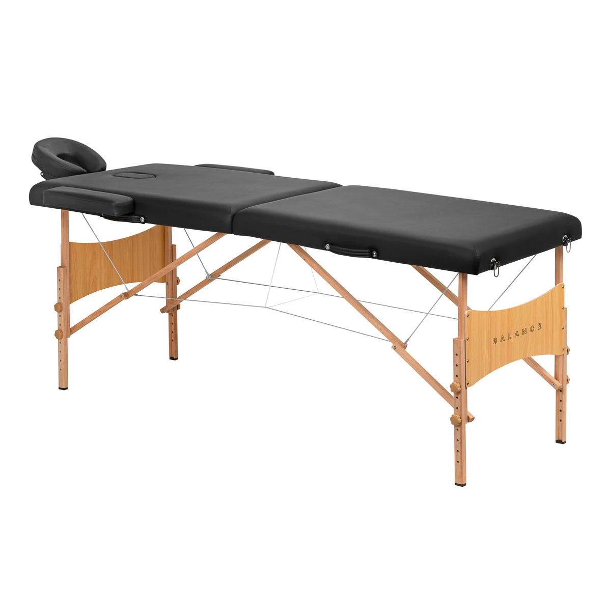 Balance Koka saliekamais masāžas galds, 2 sekcijas, melns