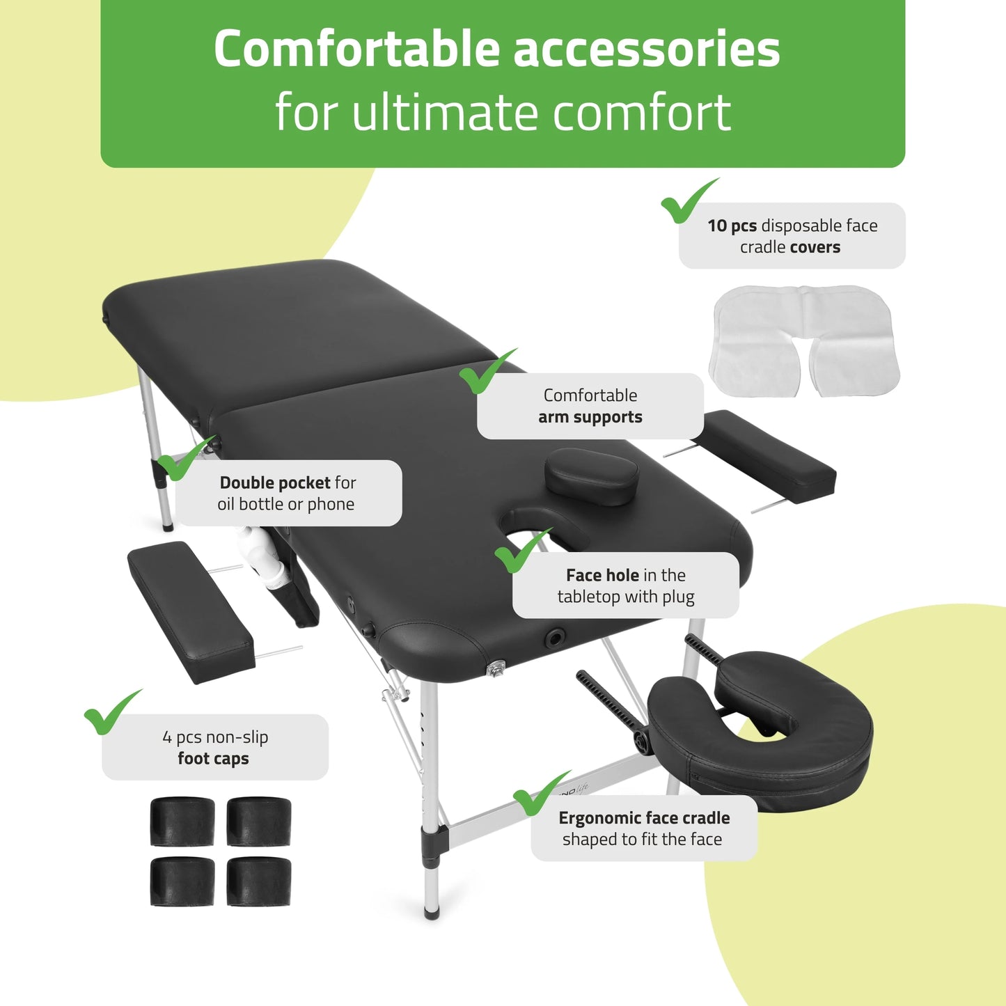 Переносной массажный стол Nadia 70 Comfy Base K515 Черный