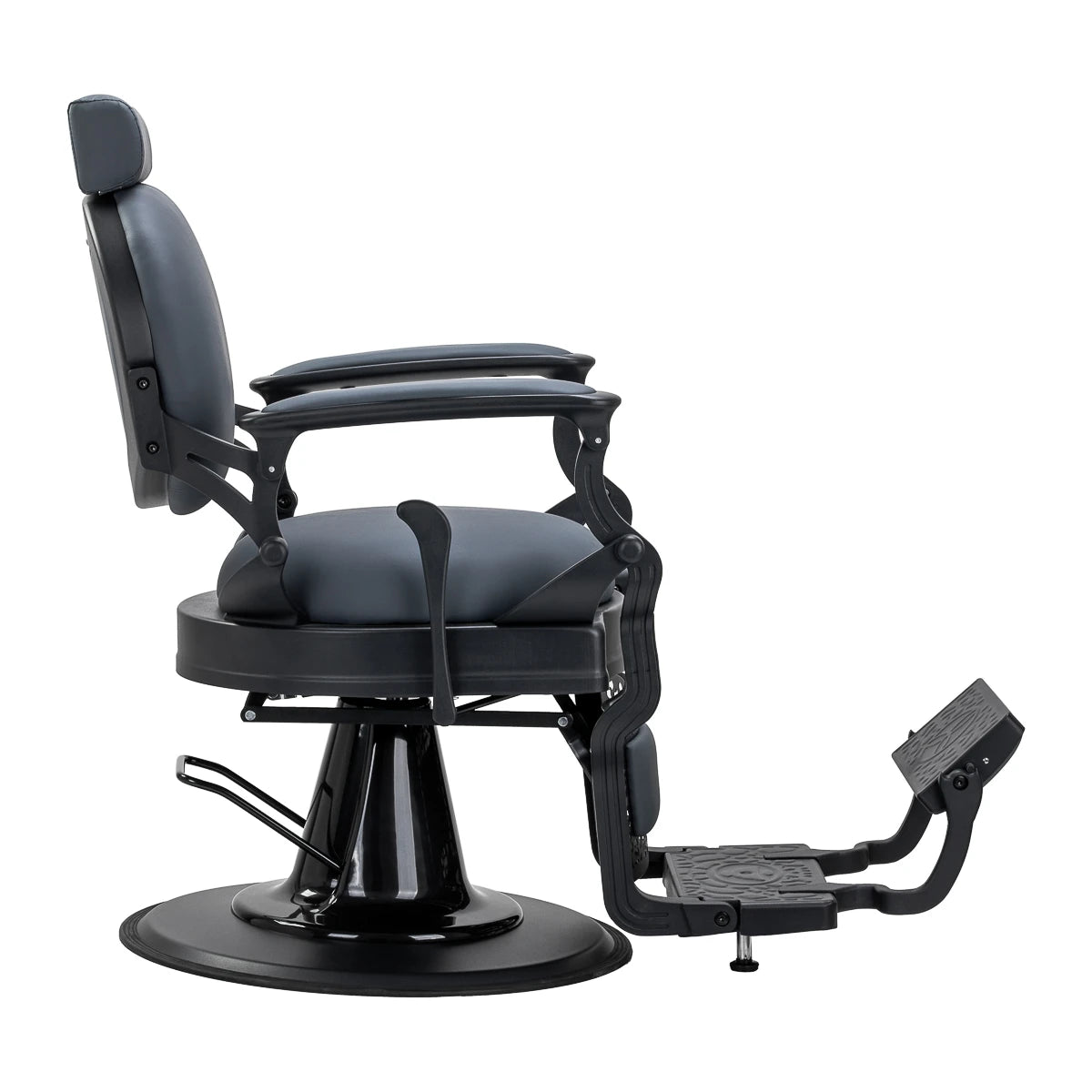 Barbershop chair Gabbiano Niccolo, graphite colour, without decorative buttons