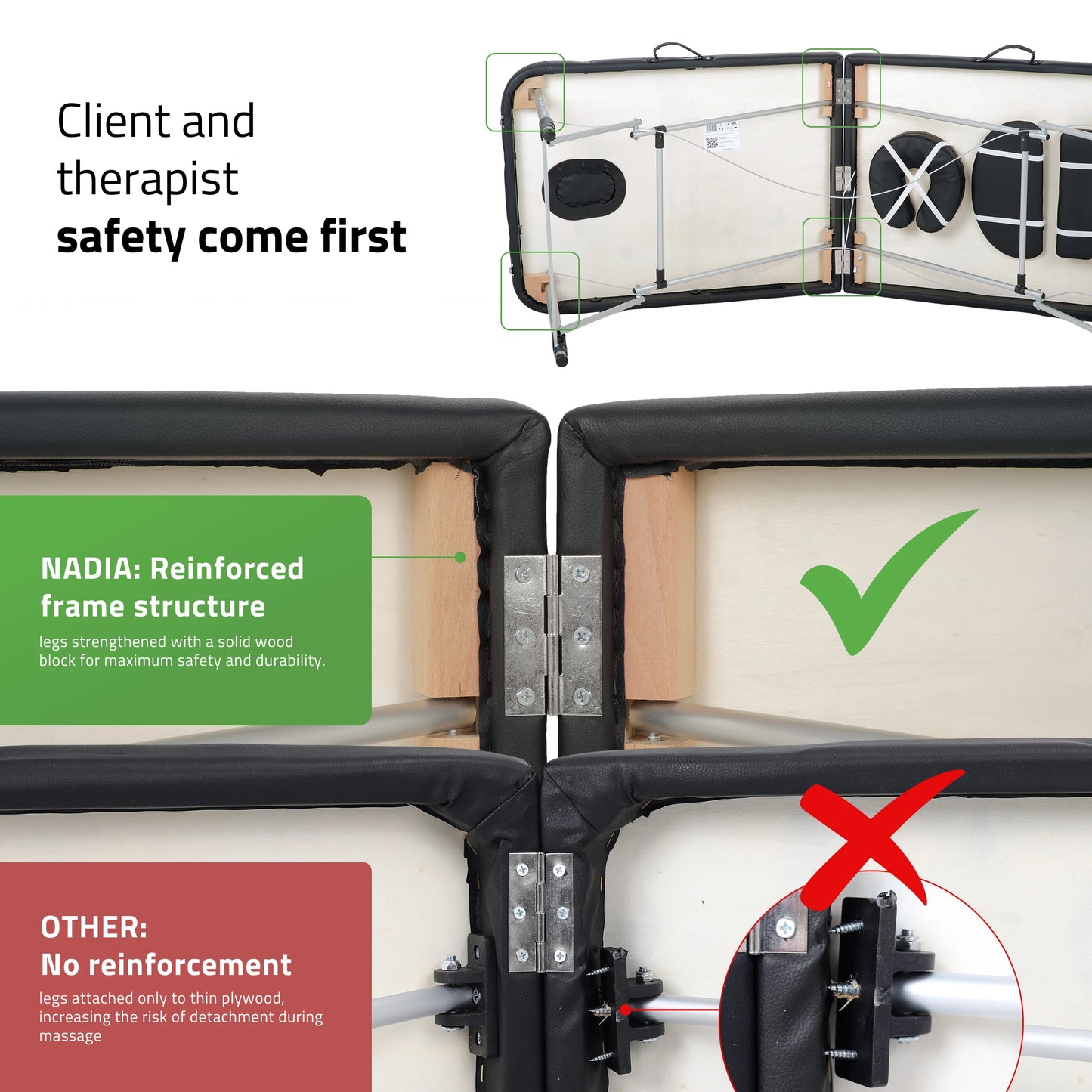 Переносной массажный стол Nadia 70 Comfy Base K515 Черный