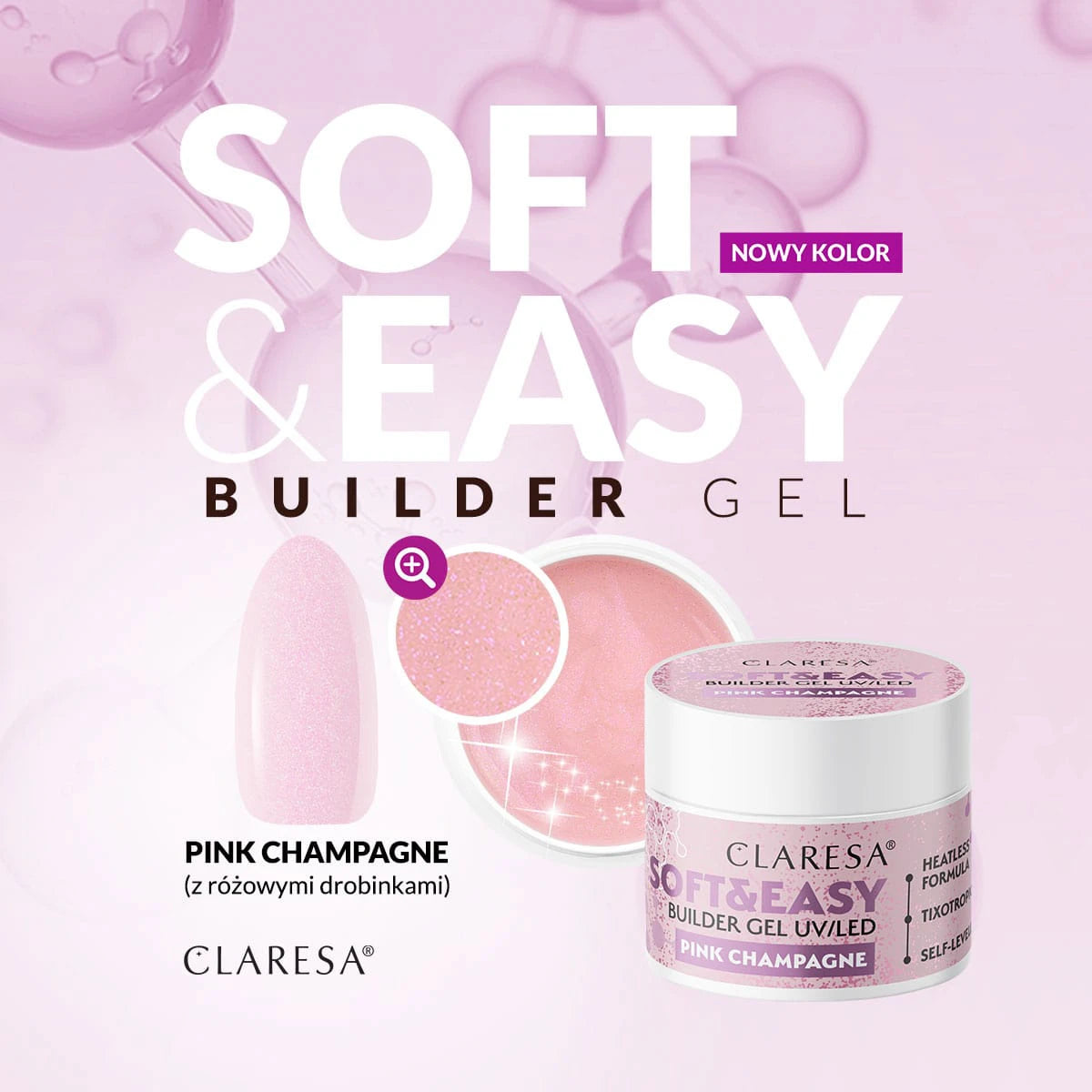 Claresa Soft&Easy Vienfāzes gēls, pink champagne, 90g